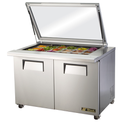 True Manufacturing, TSSU-48-18M-B-FGLID-HC, Refrigerated Counter, Mega Top Sandwich / Salad Unit