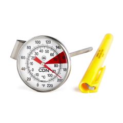 CDN Measurement Tools, IRB220-F, Thermometer, Beverage & Frothing 0 - 220F 1-1/2-In Dial W/ Frothing Zone 5-In Stem W/ Vessel Clip Anti-Microbial